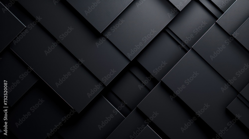 Poster 3d abstract black shape background with asymmetrical pattern, 3d render, and realistic