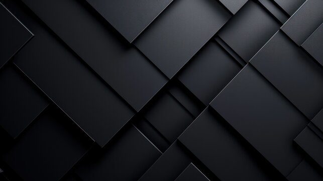3d abstract black shape background with asymmetrical pattern, 3d render, and realistic