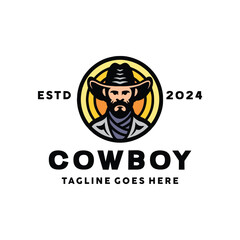 Men Cowboy Design Logo Vintage illustration