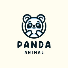 Cute Panda Animal Design Logo Vintage illustration
