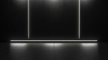 minimalist black empty room interior with white light