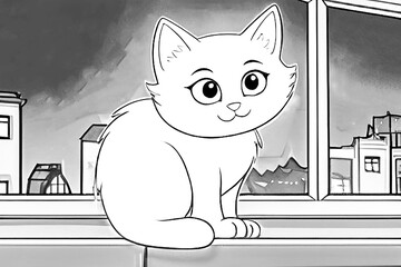 beautiful cat coloring pages. generative ai