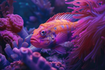 Underwater Oasis: Colorful tropical fish gracefully glide through an enchanting aquarium adorned with vibrant coral reefs.
