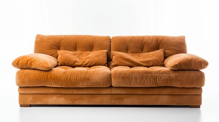 Brown Couch on White Floor
