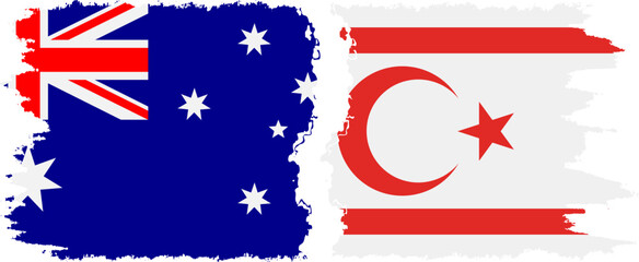 Turkish Republic of Northern Cyprus and Australia grunge flags conne