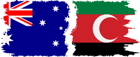 Darfur and Australia grunge flags connection vector