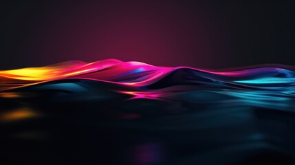 Obraz premium futuristic wave background featuring dark black tones with luminous glowing light effects and sparkling highlights