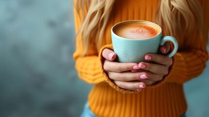 woman's hand holding a coffee drink