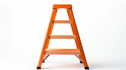 Wooden Step Ladder on White Background