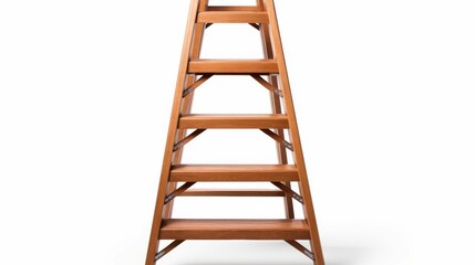 Wooden Ladder on White Background