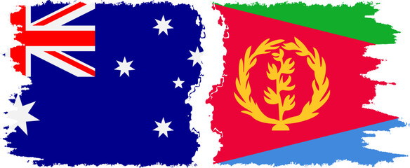 Eritrea and Australia grunge flags connection vector