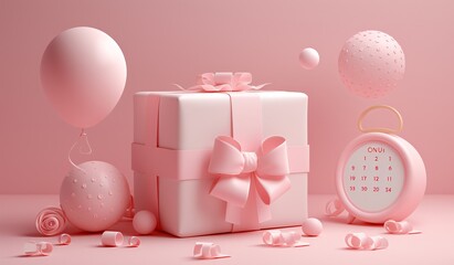 Pink Bowtie Gift Box: A Monthly Celebration of Love and Friendship Generative AI