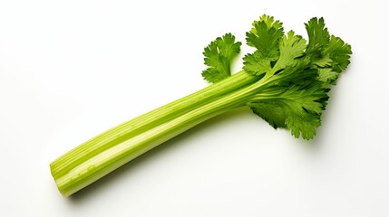 Green Celery Stalk on White Surface