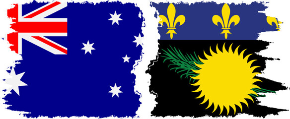 Obraz na płótnie Canvas Guadeloupe and Australia grunge flags connection vector
