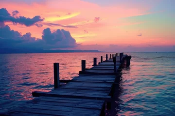 Foto op Plexiglas Lakeside wooden pier. © Murda