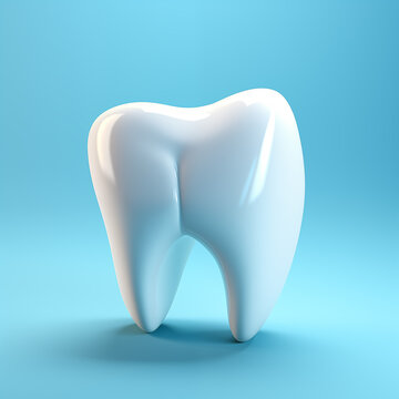 White tooth icon on blue background, dental care and health, dh, illustration