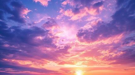Beautiful colorful sky at dawn with a bright, dramatic sunrise, followed by a natural sunset sky