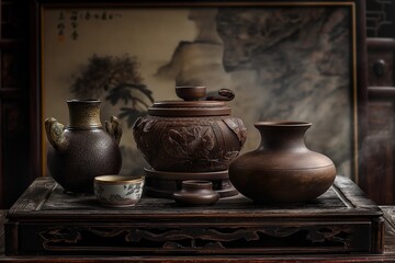 A variety of decorations expressing the elegant and simple beauty of the East. generative ai