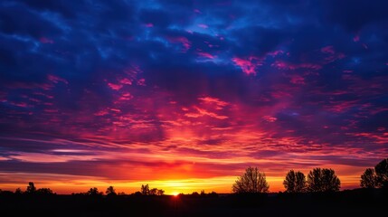 Fototapeta premium The natural beauty of the sunset sky captivates with its colorful display.