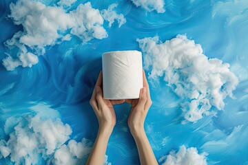 Hand holding tissue paper.