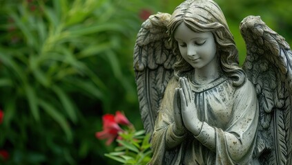Statue of an angel, a symbol of peace, in the cemetery.
