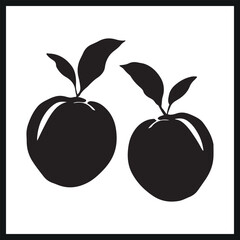 Peaches Silhouette Icon Vector Design, Peaches Vector Image, Silhouette Peaches Vector Illustration , Peaches Black Isolated Icon