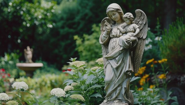 Statue of an angel, a symbol of peace, in the cemetery.