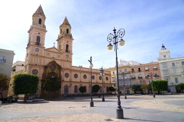 view to the Parish of St Anthony of Padua at the Plaza de San Antonio in Cadiz, Andalusia, Spain