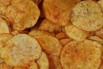 paprika flavored potato chips for background use