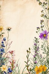 Journal sheet with lined writing space adorned by a hand-drawn border of wildflowers.