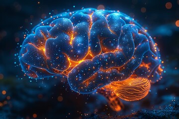 Fototapeta premium Neon Brain: Illuminating the Wonders of the Human Mind Generative AI