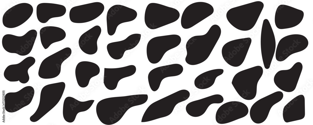 Poster random blob shapes. organic blobs set. rounded abstract organic shapes collection. shapes of cube, p
