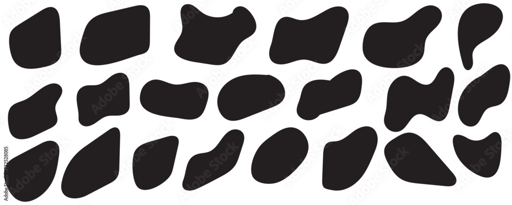 Poster random blob shapes. organic blobs set. rounded abstract organic shapes collection. shapes of cube, p