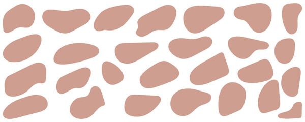 Random blob shapes. Organic blobs set. Rounded abstract organic shapes collection. Shapes of cube, pebble, inkblot, amoeba, drops and stone silhouettes. Doodle drops with outline circle.
