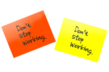 Hand-written post-it notes in the work area isolate,thank you note