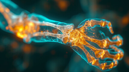 X ray of a human hand.