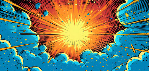 sunburst light smoke comic art style background