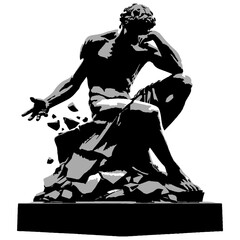 broken statue  artwork design silhouette black color vector image 