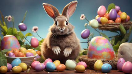 Fototapeta na wymiar Realistic cute easter bunny