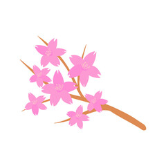 sakura branch with pink flowers. doodle sakura.
