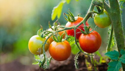 Small cherry tomatoes on the plant