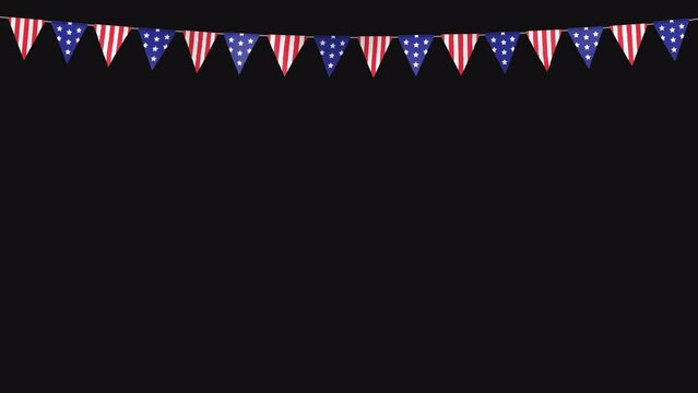 Happy Independence Day_American waving party flags _USA festive top decoration_looped with an alpha channel
