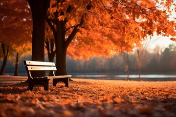 Natures canvas a park adorned with vivid autumnal orange hues