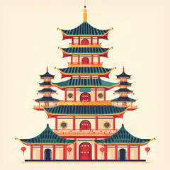 Fototapeta na wymiar Pagoda in flat style. Architecture of China.