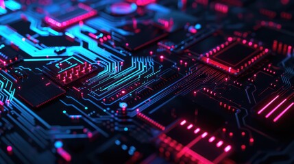 Obraz premium Minimalist black background with vibrant colored light effects, exuding a futuristic, gaming, and modern vibe.