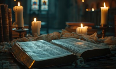 HD Holy Book Candle Light