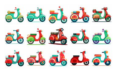 set of scooter bike vectors