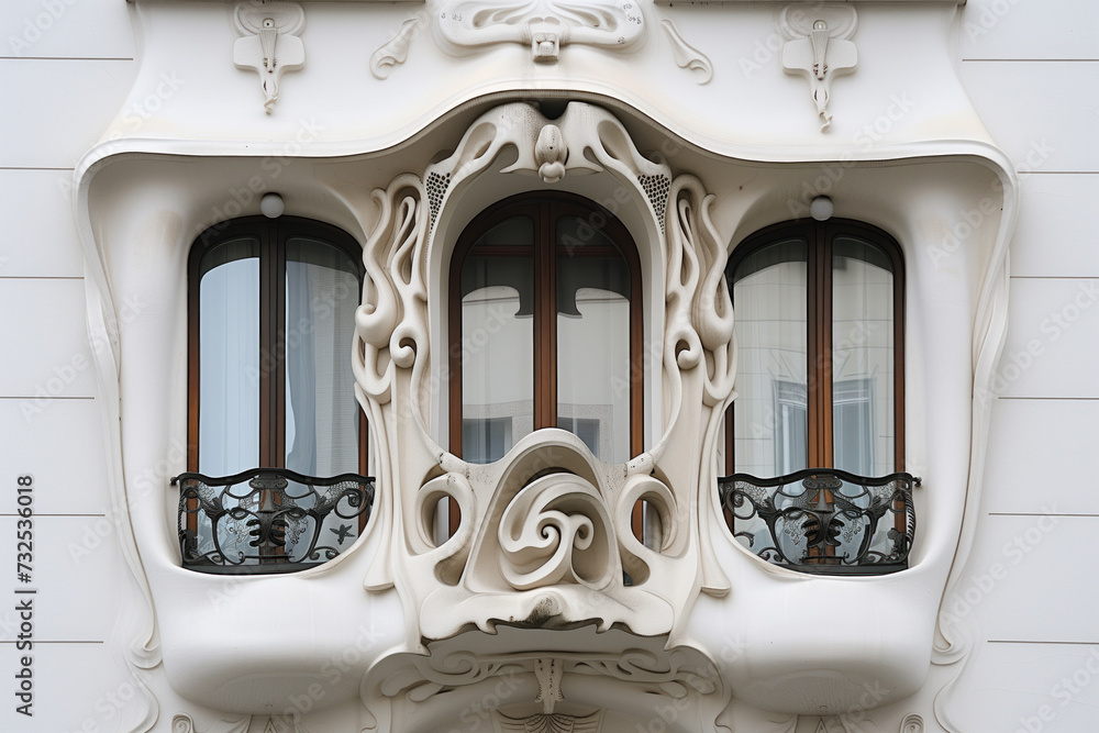 Poster modern minimalistic art nouveau facade. background image. created with generative ai technology