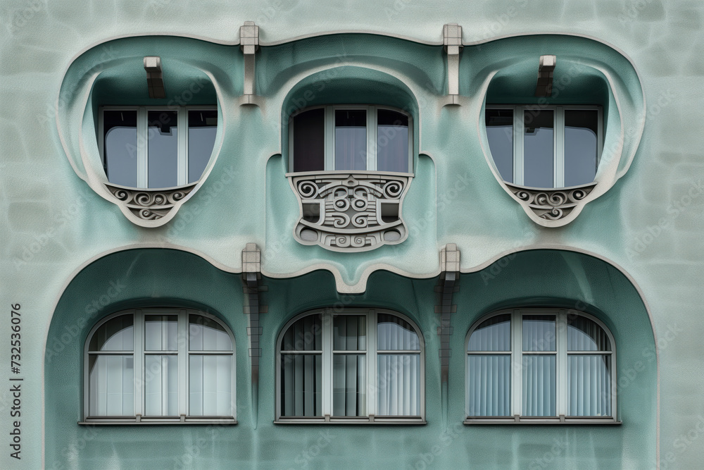 Aufkleber modern minimalistic art nouveau facade. background image. created with generative ai technology