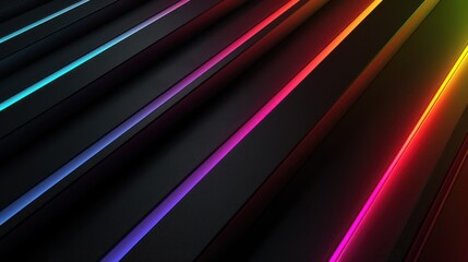 Obraz premium Futuristic black background with colorful RGB light effects, evoking a futuristic, gaming, and high-tech ambiance